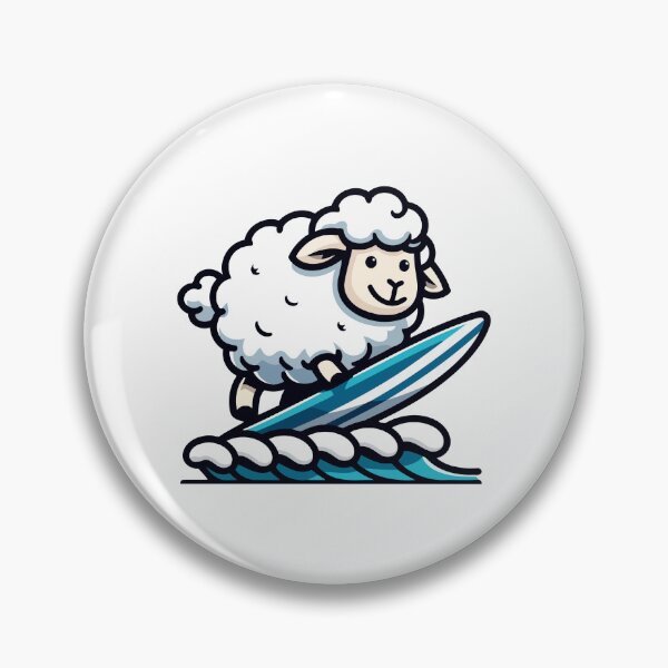 Item preview, Surfing Sheep Riding the Waves - Fun and Quirky Animal designed and sold by Akioos.