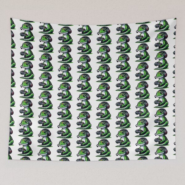 Item preview, Gamer Gecko with Headset and Controller - Fun Gaming designed and sold by Akioos.