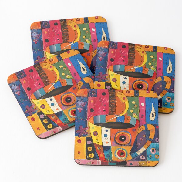 Item preview, Playful Coffee Carnival - Lively Cup with Bold Patterns on Vibrant Backdrop designed and sold by OlfactoART Studio.
