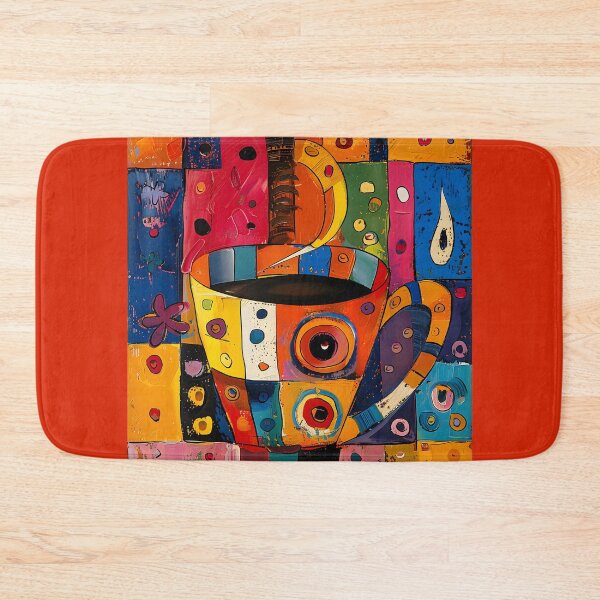 Item preview, Playful Coffee Carnival - Lively Cup with Bold Patterns on Vibrant Backdrop designed and sold by OlfactoART Studio.