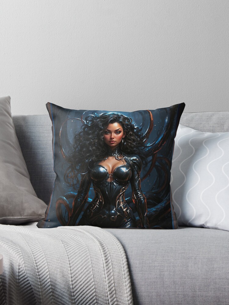 She Is Master Of The Tenticloid Sci-Fi Portrait AI Concept Art by Xzendor7 - A Deadly Beauty 4 She Is Master Of The Tenticloid Enchanting Sci-Fi Portrait AI Concept Art by Xzendor7 Decorative Sci-Fi Art Print Throw Pillow