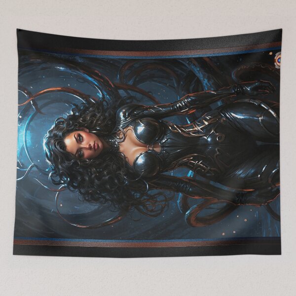 Item preview, She Is Master Of The Tenticloid Enchanting Sci-Fi Portrait AI Concept Art by Xzendor7 designed and sold by Xzendor7 Digital Art Creations.