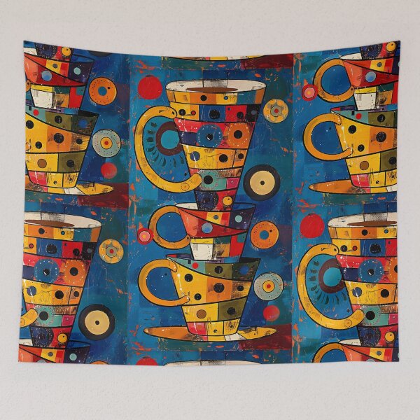 Item preview, Eclectic Cup Collection Spectacle - Bold Patterns Against Midnight Abstraction Generative AI designed and sold by OlfactoART Studio.
