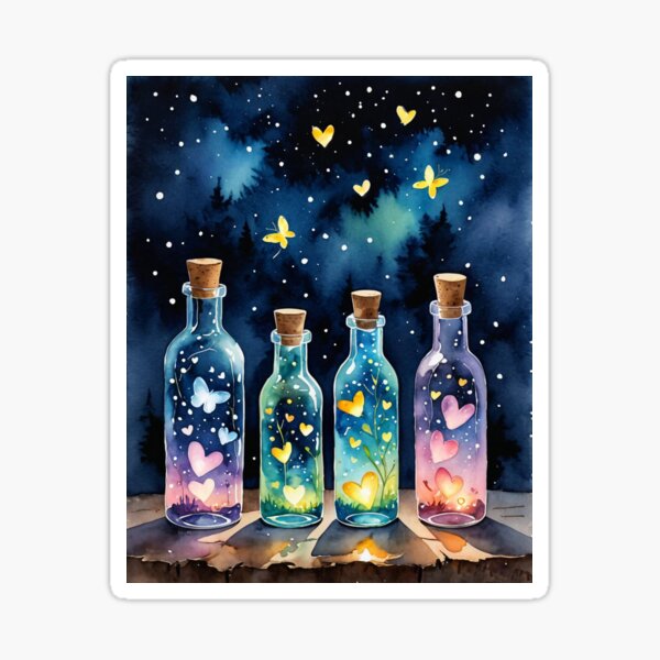 Item preview, watercolor firefly hearts designed and sold by Zencookie.