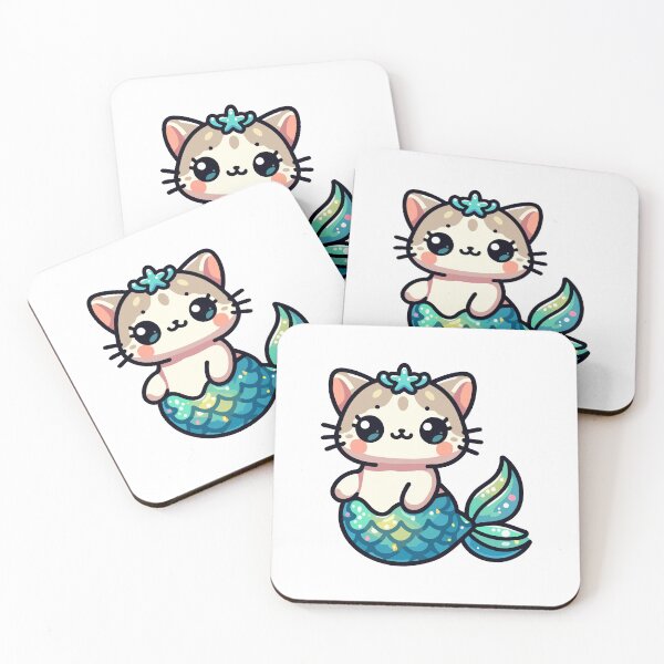 Item preview, Adorable Mermaid Cat Cartoon designed and sold by Akioos.