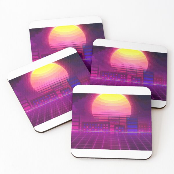 Item preview, Synthwave Sun Over City in 80s Retrowave Style designed and sold by MusicArtAndGrind.