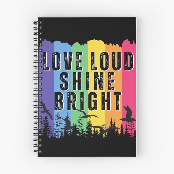 Item preview, Love Loud Shine Bright, tipografía del mes del orgullo con diseño de arcoíris natural designed and sold by Raise2Shine.