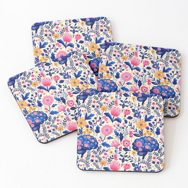 Aperçu de l'œuvre Motif floral et cérébral fantaisiste sur fond clair créée et vendue par VoyteksDesigns.