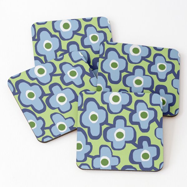 Item preview, Iconic Bold Scandinavian Floral Pattern in Blue and Green designed and sold by Deutschic.