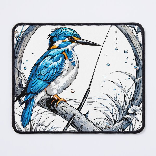 Item preview, Fisherman bird on a branch at the lake shore designed and sold by PixelCraftDSG.