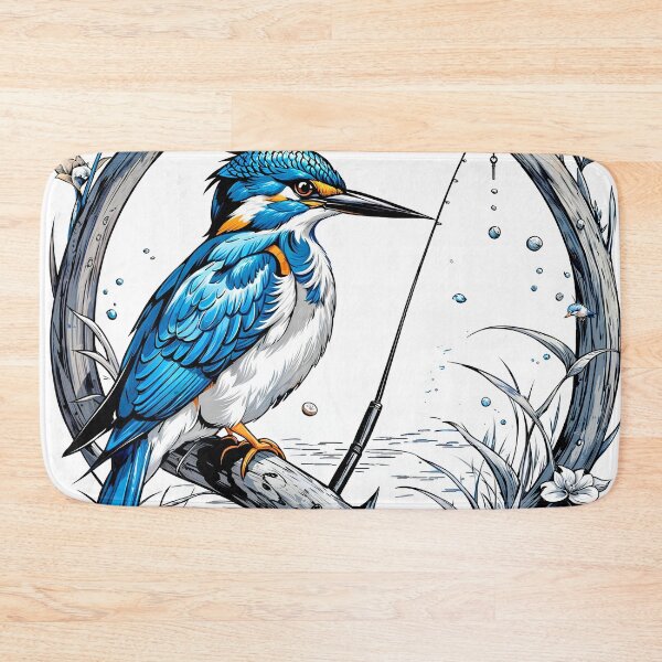 Item preview, Fisherman bird on a branch at the lake shore designed and sold by PixelCraftDSG.