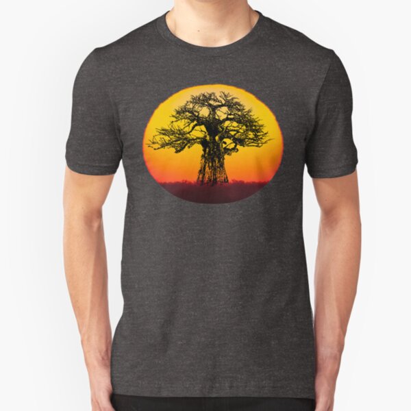 Baobab Tree at Sunset for Africa Fans Slim Fit T-Shirt