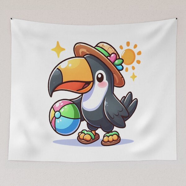 Item preview, Kawaii Toucan With Flip Flops designed and sold by Ella_Sketch.
