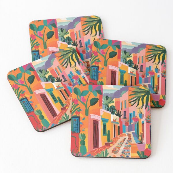 Item preview, Vibrant colorful mexican street designed and sold by PalmitoDecor.