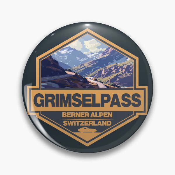 Item preview, Grimsel Pass Switzerland Travel Art Badge designed and sold by KrisSidDesigns.