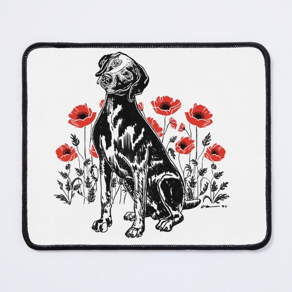 Item preview, Weimaraner sitting in a field of Poppies designed and sold by bluweim.