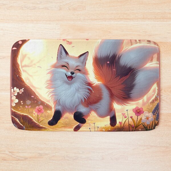 Item preview, Cheerful Nine-Tailed Fox - Cute Print designed and sold by lloreleya.