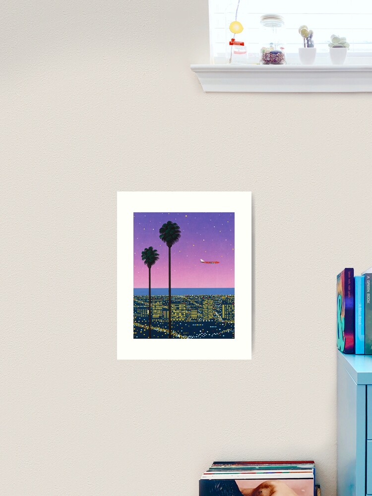 Aperçu 2 sur 3. Impression artistique avec l'œuvre Hiroshi Nagai Down Town Sunset city pop Purple exhibitionvaporwave tokyo années 80 90 pop art japonais créée et vendue par Nicodemuss.