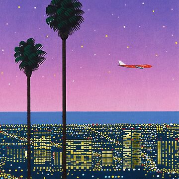 Aperçu de l'œuvre Hiroshi Nagai Down Town Sunset city pop Purple exhibitionvaporwave tokyo années 80 90 pop art japonais de Nicodemuss