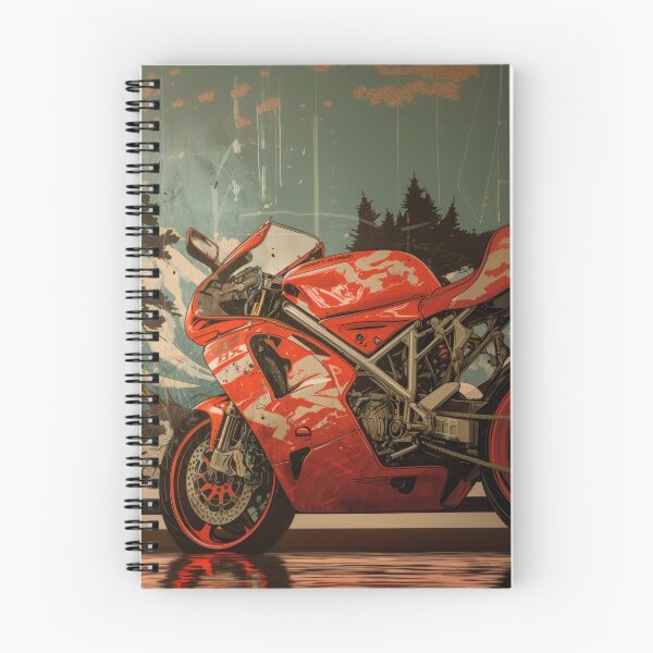 Item preview, Ducati Red Sports Motorcycle in Japanese Mountain Landscape Art Print designed and sold by Retrocranio.