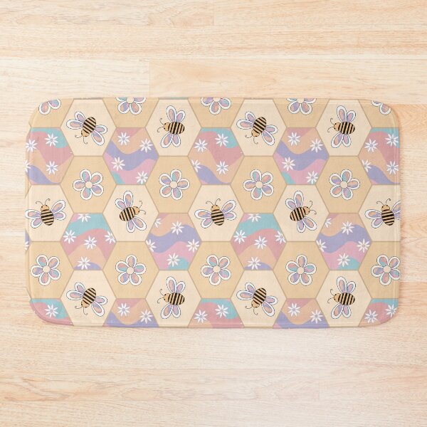 Item preview, Bee Hive Patchwork Floral Seamless Pattern designed and sold by CreativeDraws42.