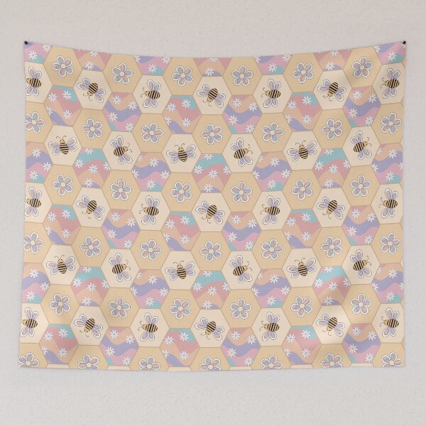 Item preview, Bee Hive Patchwork Floral Seamless Pattern designed and sold by CreativeDraws42.