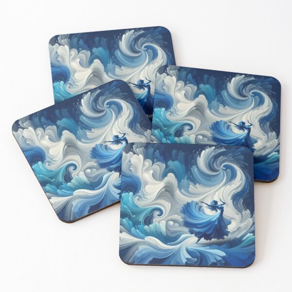 Item preview,  Dusk Amidst Swirling Blue and White Abstract Waves designed and sold by aminz4.
