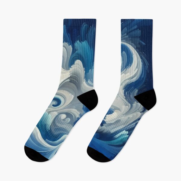 Item preview,  Dusk Amidst Swirling Blue and White Abstract Waves designed and sold by aminz4.