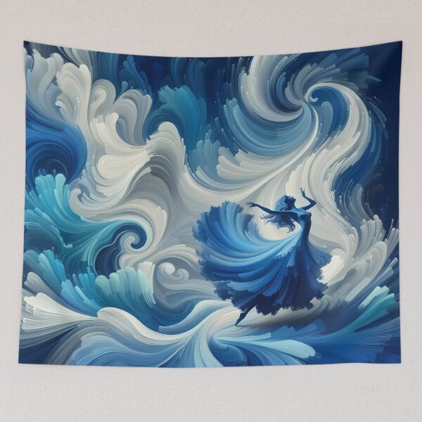 Item preview,  Dusk Amidst Swirling Blue and White Abstract Waves designed and sold by aminz4.