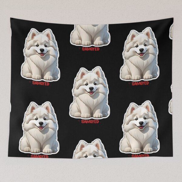 Item preview, Samoyedo blanco lindo y divertido estético. designed and sold by Woofers Fanatics.