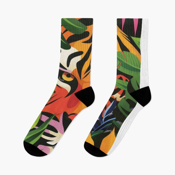Item preview, Vibrant Tiger in Tropical Jungle Art Print designed and sold by Retrocranio.