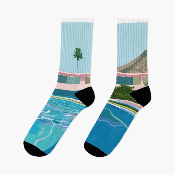 Item preview, Man Swimming in Modern Poolside Oasis Art Print designed and sold by Retrocranio.