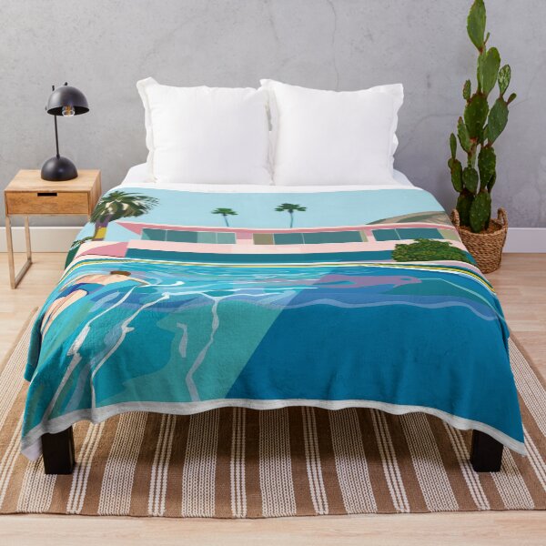 Item preview, Man Swimming in Modern Poolside Oasis Art Print designed and sold by Retrocranio.