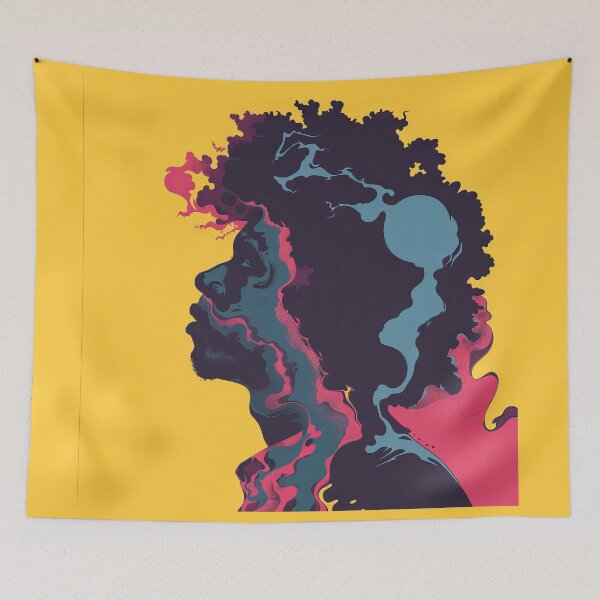 Item preview, Psychedelic Afro Silhouette Art Print designed and sold by Retrocranio.