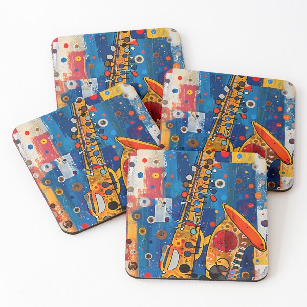 Item preview, Jazzy Saxophone Spectacle - Vibrant Colors and Playful Patterns Generative AI designed and sold by OlfactoART Studio.