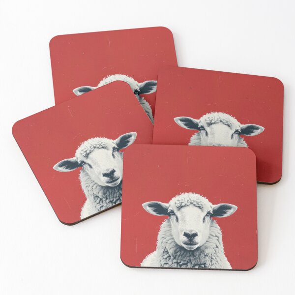 Item preview,  Bold Sheep Portrait on Red Background Art Print designed and sold by Retrocranio.