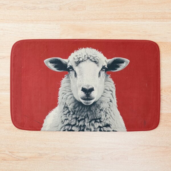 Item preview,  Bold Sheep Portrait on Red Background Art Print designed and sold by Retrocranio.