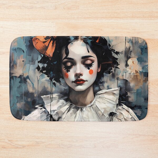 Item preview, Oil painting of a woman with clown makeup designed and sold by PixelCraftDSG.