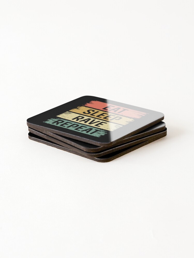 Thumbnail 4 of 5, Coasters (Set of 4), Eat, Sleep, Rave, Repeat designed and sold by RaveNamaste.