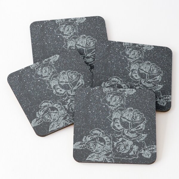 Item preview, Rosebuds on Glitter v2 (gris sobre negro) designed and sold by LTDesignsShop.
