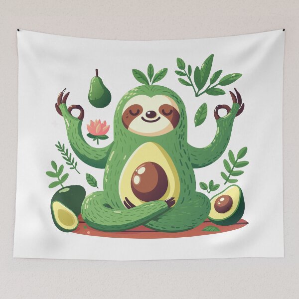Item preview, Zen Avocado Sloth: A Whimsical Yoga Illustration designed and sold by Designowner.