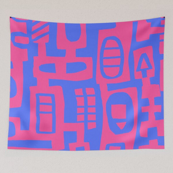 Item preview, Iconic Modern Geometric Papercut Pattern in Blue and Pink designed and sold by Deutschic.