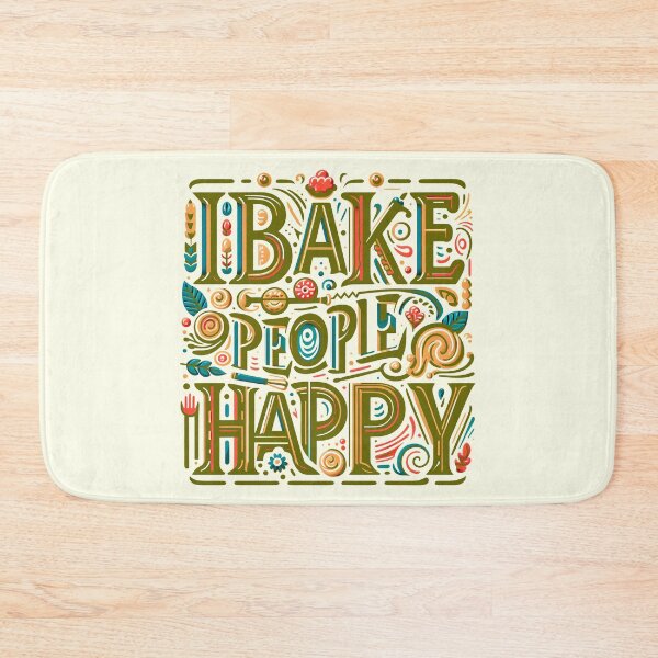 Item preview, I Bake People Happy, typography, pun designed and sold by maxmaj.