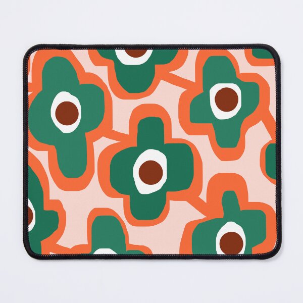 Item preview, Iconic Bold Scandinavian Floral Pattern in Orange and Green designed and sold by Deutschic.