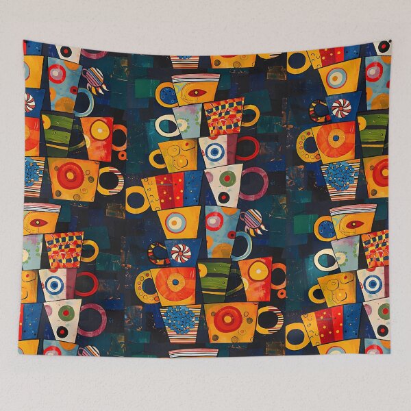 Item preview, Coffee Cup Art Wonderland Dynamic - Avant Garde Abstract Bright Patterns on Deep Canvas designed and sold by OlfactoART Studio.