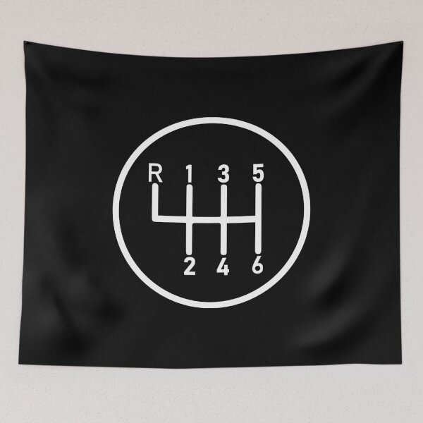 Item preview, 6 Speed Manual Transmission Logo 2 (White, R Top Left) designed and sold by 718Raindeer.