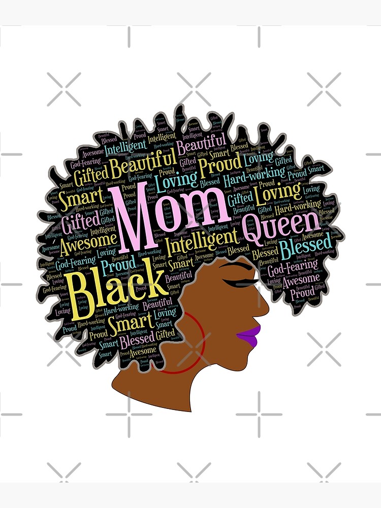 "African American Mom Mother's Day Words in Afro" Poster for Sale by