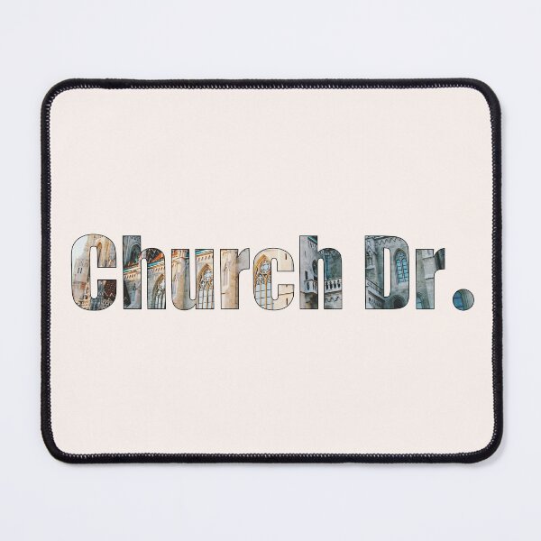 Item preview, Church Drive Street Name with outline outside church building background designed and sold by TheMugDirectory.