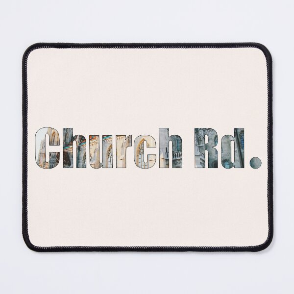 Item preview, Church Road Street Name with outline outside church building background designed and sold by TheMugDirectory.