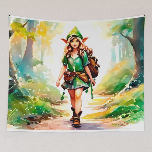 Item preview, Konya Walks Through the Enchanted Forest Realm - Elf Watercolor designed and sold by Second Draft Visuals.